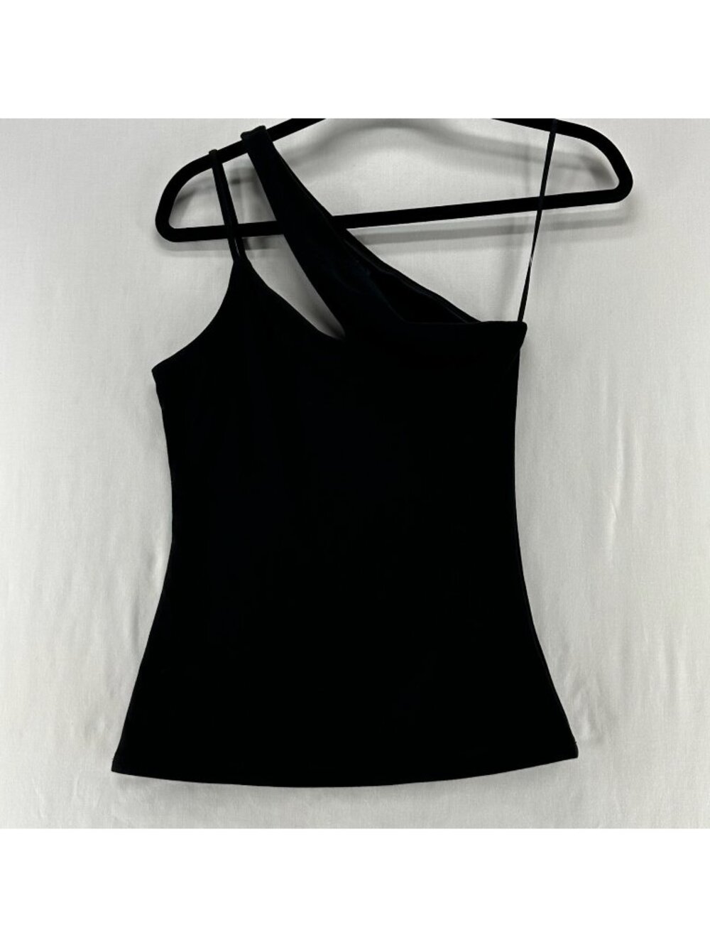 Express One Shoulder Tank Top Womens XS Cutout Asymmetrical Stretch Cotton Black